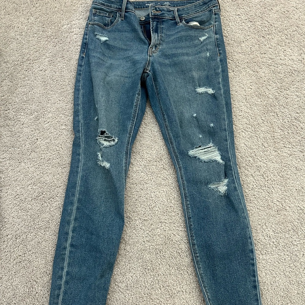 Old Navy Blue Skinny Jeans with Distressed Details